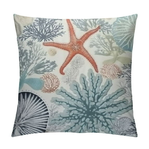 COMIO Beach Theme Body Pillow Cover,Nautical Blue Coral Starfish Ocean Marine Coastal,Long Pillow Case with Zipper Rectangle Bedding Pillowcase Decorative Soft Cushion Covers for Bedroom,