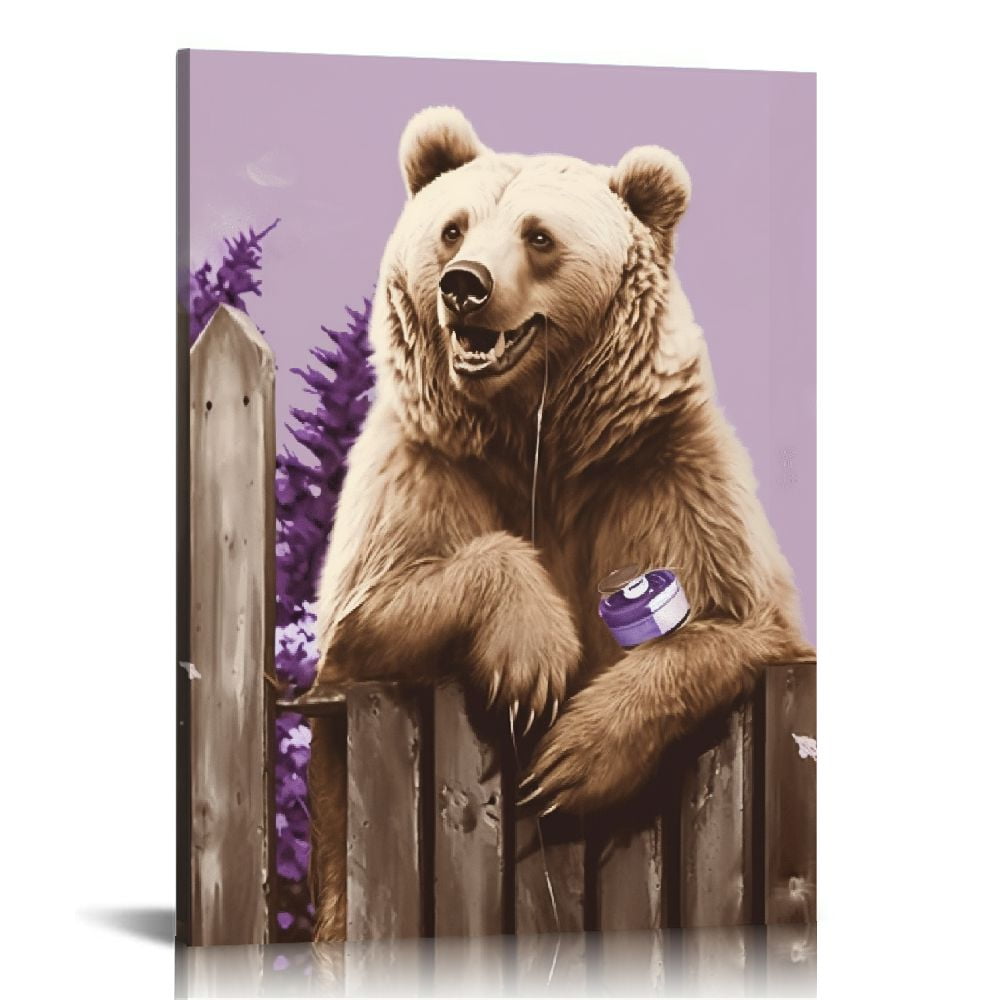 COMIO Bears Bathroom Decor Wall Art Funny Bear Pictures Wall Decor