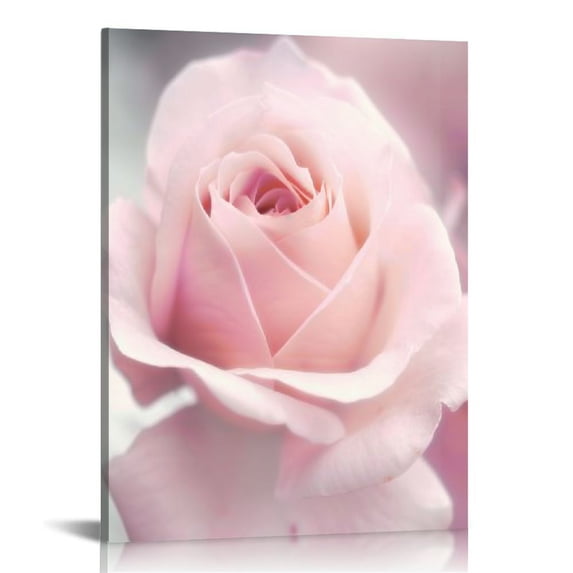 COMIO Bedroom Decor for Women Light Pink Rose Decor Canvas Art Flower Wall Decor Bathroom Wall Art Teen Girls Room Decor Artwork for Walls Floral Wall Pictures Room Decorations Gallery Wrapped