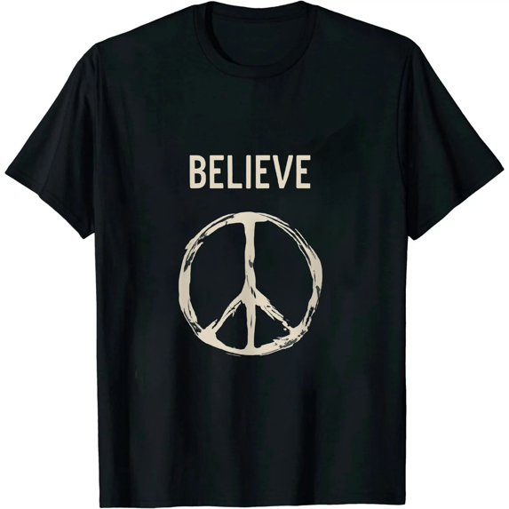COMIO Believe In Peace Sign World Peace Love T-Shirt