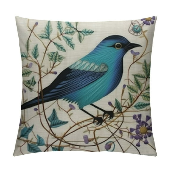 COMIO Bird Decorative Pillow Covers Spring Style Throw Pillow Cover Cushion Case Outdoor Flower Bird Set for Sofa Bed Couch Car Office