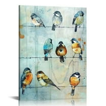 COMIO  Bird Picture Canvas Wall Art: Colorful Birds Painting Print on Canvas Artwork for Bedroom