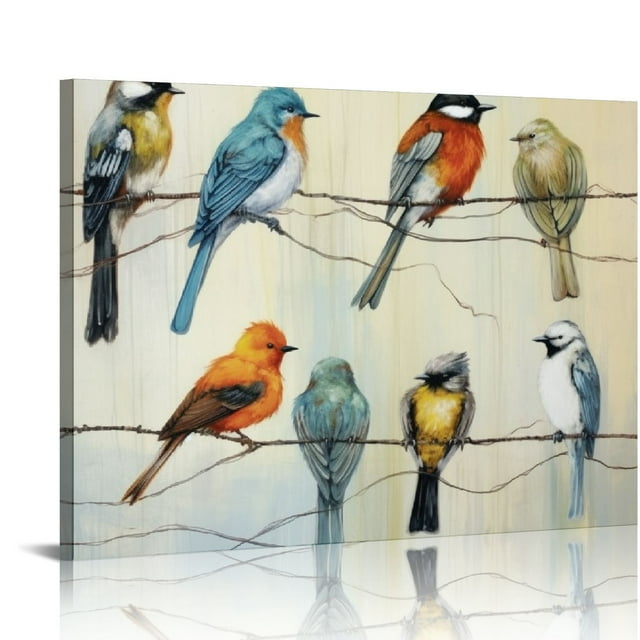 COMIO Bird Picture Canvas Wall Art Colorful Birds Painting Print on