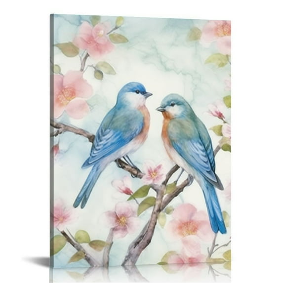 COMIO Birds Pictures Wall Art Canvas: Birds on Beautiful Flowers Branch Prints on Canvas Painting for Bedroom