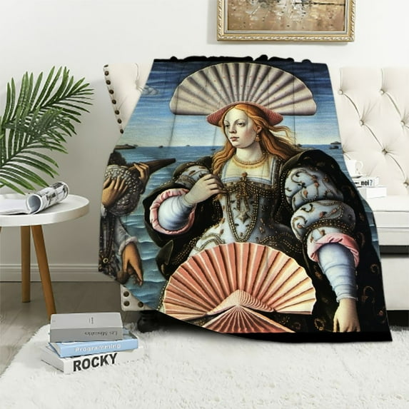 COMIO Birth of Venus Blanket - Fine Art Gift Throw Woven from Cotton