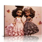 COMIO Black Afro African Girl Wall Art - God Says You Are Christian Bible Verses - Religious Room Decor - Toddler, Little Girls Bedroom Decor - Pink Ballerina Baby Room Decorations - Daughter Gifts