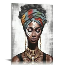 COMIO Black Girl Canvas Wall Art - African American Wall Art Framed Painting Fashion Wall Decor Abstract Modern Decorative Artwork for Bedroom Home Office Decoration