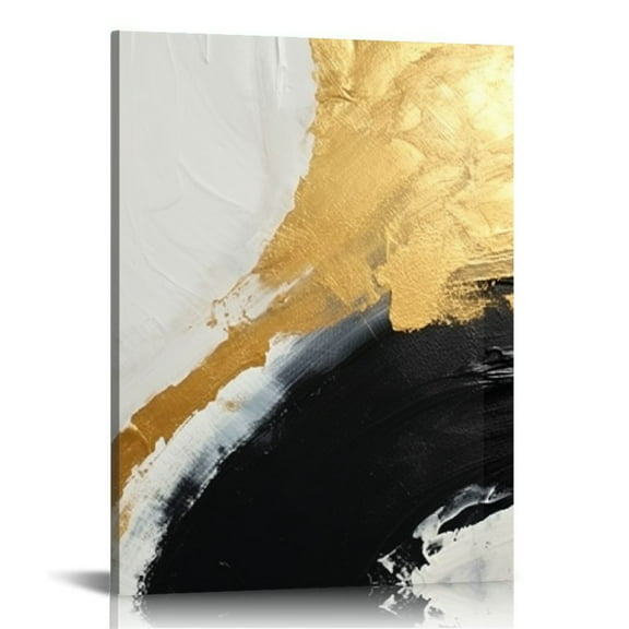 COMIO Black and Gold Abstract Canvas Wall Art Gold Foil Abstract Canvas Painting Black Gold Grey Abstract Wall Art for Home Decor Grey and Gold Artwork Black and White Grey Abstract Art