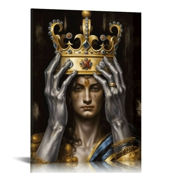 COMIO Black and Gold African American Canvas Wall Art and Crown Picture Poster Gallery Stretching on Wooden Frame,Gift for Men Bedroom, Living Room, Office Wall Decoration