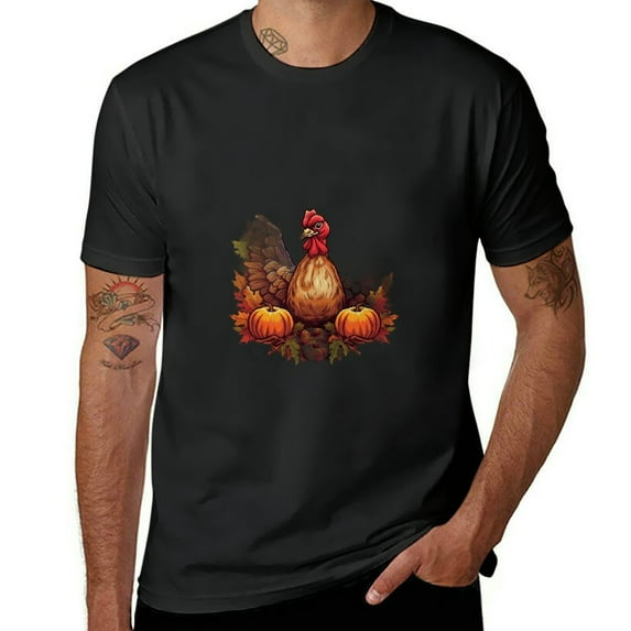 COMIO Black T Shirt Men Fitted Thanksgiving Graphic Tees Funny Black
