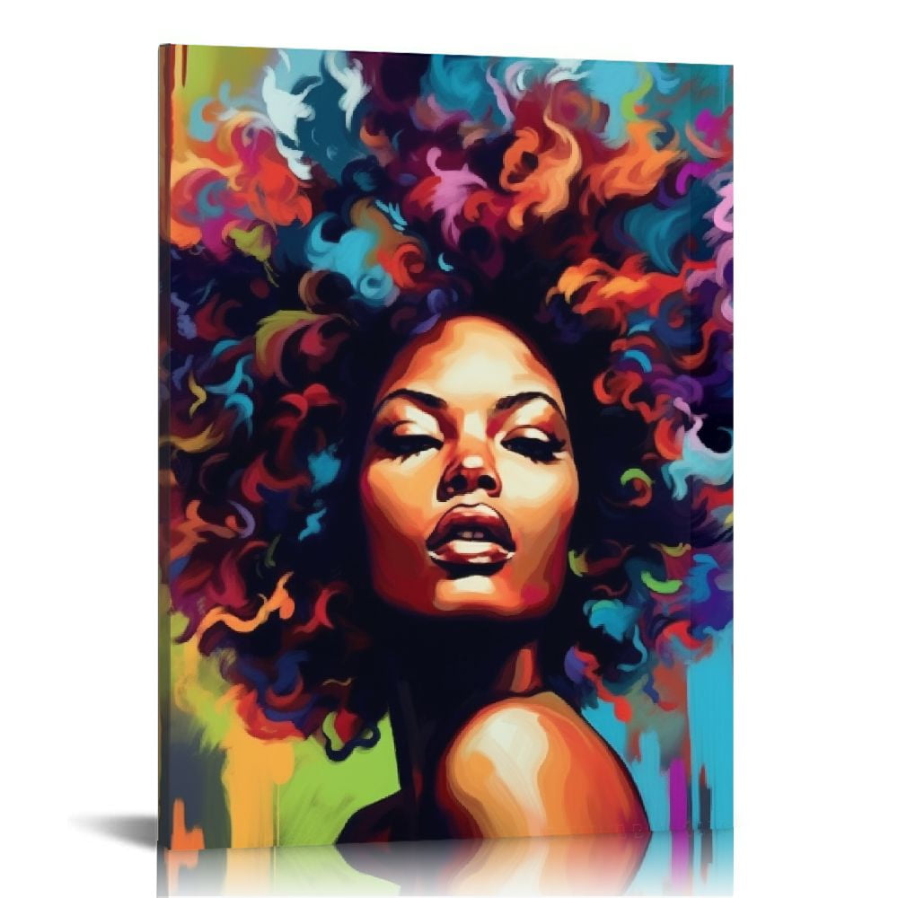 COMIO Black Wall Art Abstract African American Woman Poster Afro Girl Comio black wall art abstract african american woman poster afro girl