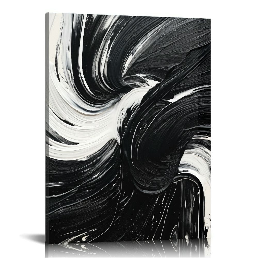 COMIO Black White Abstract Wall Art Canvas Geometric Lines Print ...