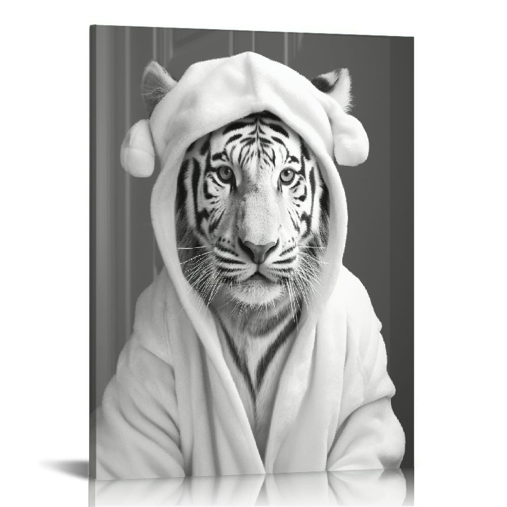 COMIO Black White Animal Portrait Wall Art Canvas Print Tiger Picture