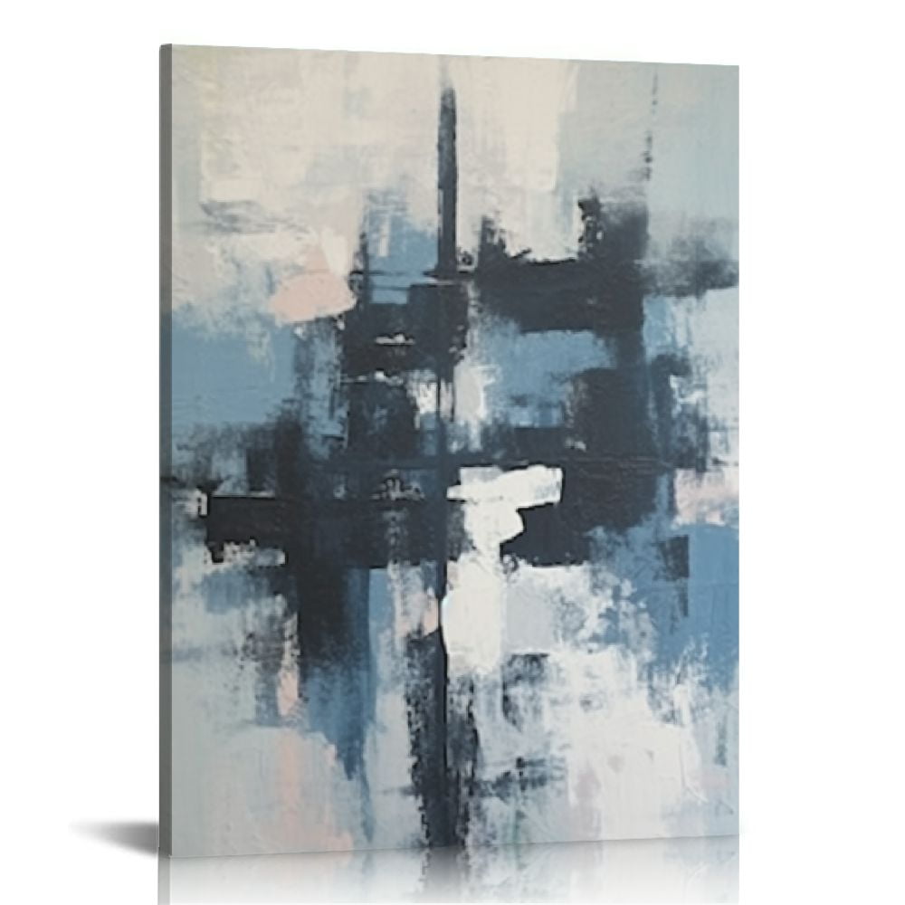 COMIO Black White Blue Gray Abstract Wall Art Modern Home Office Canvas ...
