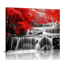 thumbnail image 1 of COMIO Black and White Decor Waterfall Wall Art Red Forest Scenery Painting Canvas Prints Landscape Wall Pictures for Bedroom Living Room Modern Framed Home Decorations, 1 of 4