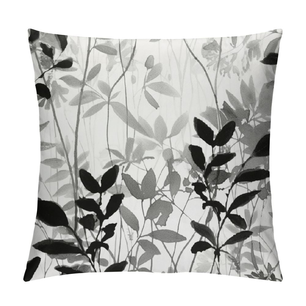 COMIO Black White Floral Pillow Covers Grey Flower Throw Pillow Cover Soft Elegant Accent