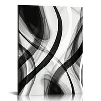 COMIO Black and White Grey Wall Art for Bedroom, Abstract Lines Art Canvas Print Artwork Set Modern Home Decoration for Bathroom Living Room, Small,16x20 inch