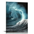 thumbnail image 1 of COMIO  Black and White Ocean Lightning Wall Art Thunderstorm Blue Canvas Print Nautical Pictures Painting Nature Artwork Home Office Bathroom Bedroom Decor, 1 of 4