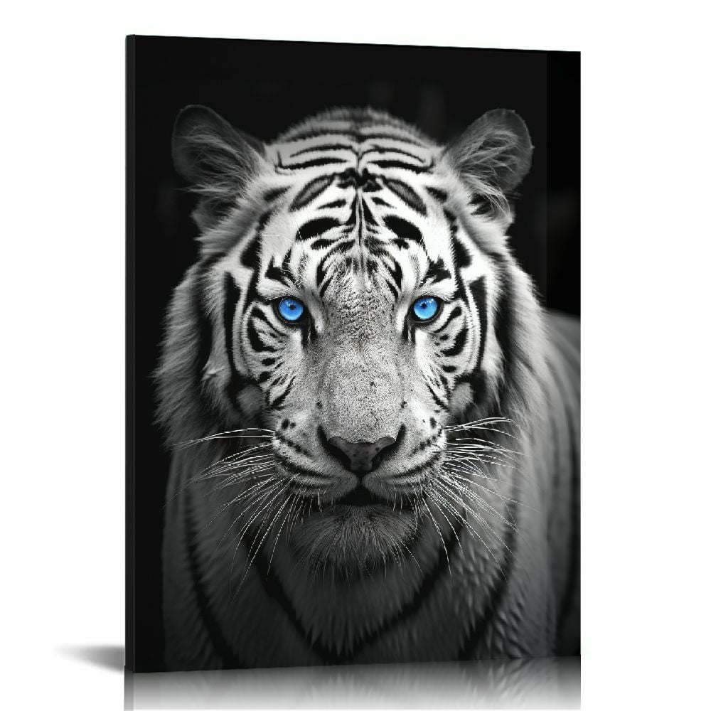 COMIO Black and White Tiger Canvas Wall Art Modern Wildlife Pictures