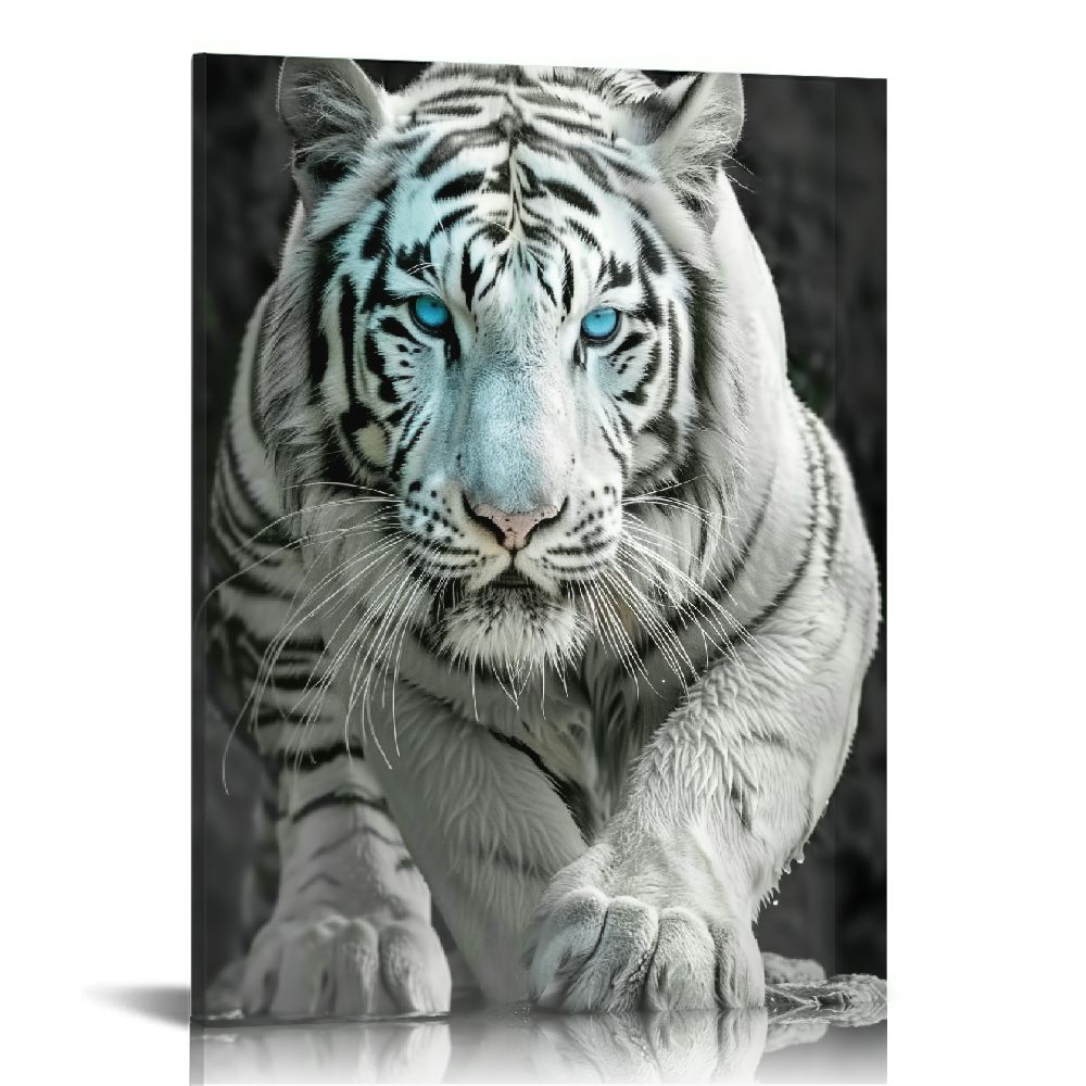 COMIO Black & White Tiger Canvas Wall Art Wild Animal Picture Wall