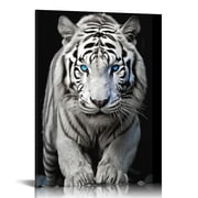 COMIO Black & White Tiger Canvas Wall Art Wild Animal Picture Wall Decoration Blue Eyed Tiger Prints on Canvas for Living Room Bedroom Modern Home Decor