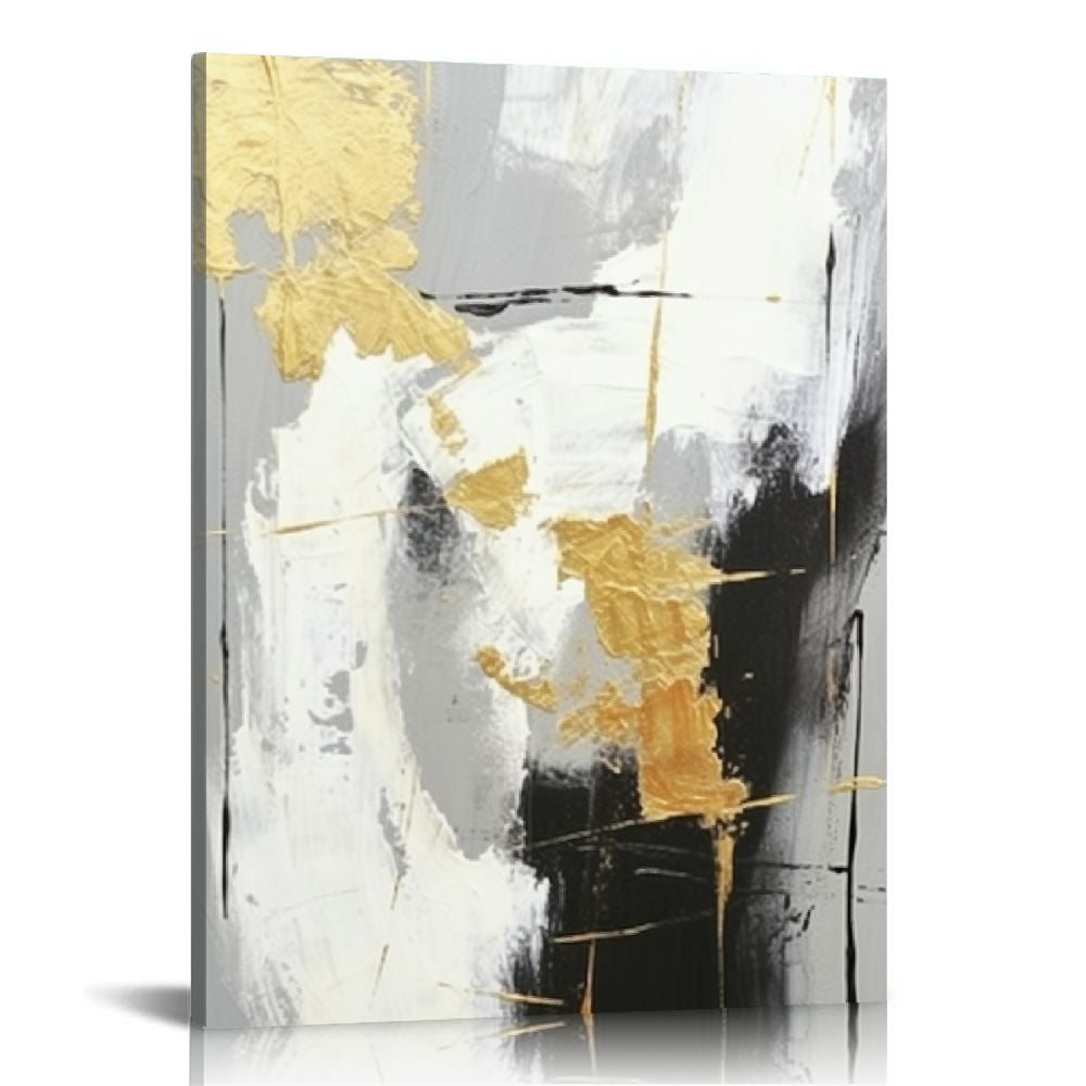 COMIO Black and Gold Abstract Wall -Art Decor Black and White Canvas ...