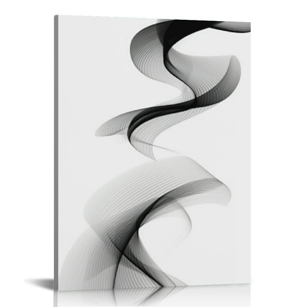 COMIO Black and White Abstract Line Wall Art Canvas Painting Bathroom ...