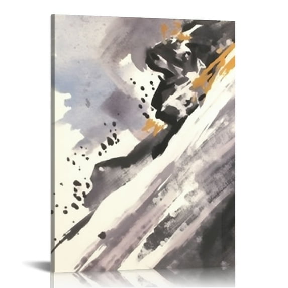 COMIO Black and White Canvas Art Wall Decor for Bedroom Framed Abstract Gold Gray Print Painting Modern Artwork 12x16