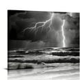 thumbnail image 1 of COMIO  Black and White Ocean Canvas Print Lightning Storm Picture Painting Sea Wave Wall Art for Home Living Room Office Bedroom Decoration, 1 of 4