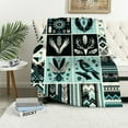 thumbnail image 1 of COMIO Blanket - Minky Blanket, Gender Neutral Blankets, Reversible Soft Blankets w/Woodland Bear Navy Mint Feathers Design, 1 of 6