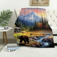 thumbnail image 1 of COMIO  Blanket Soft Fluffy Throw for Sofa Bed Forest Black Bears, 1 of 6