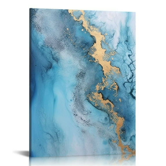 COMIO Blue Abstract Canvas Wall Art For Living Room Bedroom Wall Decor Office Pictures Watercolor Wall Paintings Bathroom Home Decoration Posters Prints Artwork