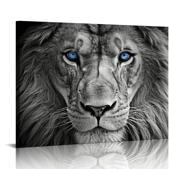 COMIO  Blue Eyes Lion Animal Black and White Canvas Painting Posters and Prints Living Room Office Decoration Painting Home Decoration Wall Art Picture