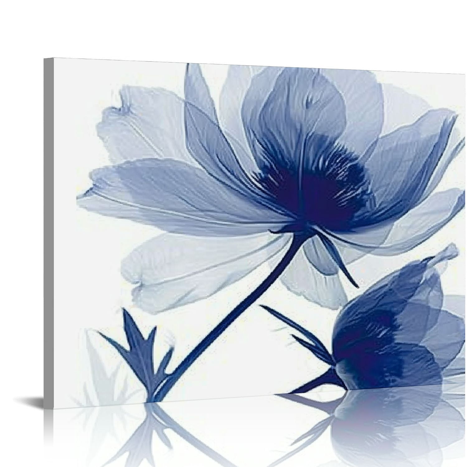 COMIO Blue Flickering Flower Modern Abstract Canvas Wall Art Gallery ...
