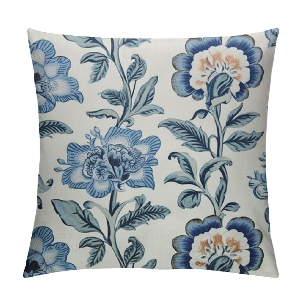 COMIO Blue Floral Block Print Pillow Covers Light Blue Green comio-blue-floral-block-print-pillow-covers-light-blue-green
