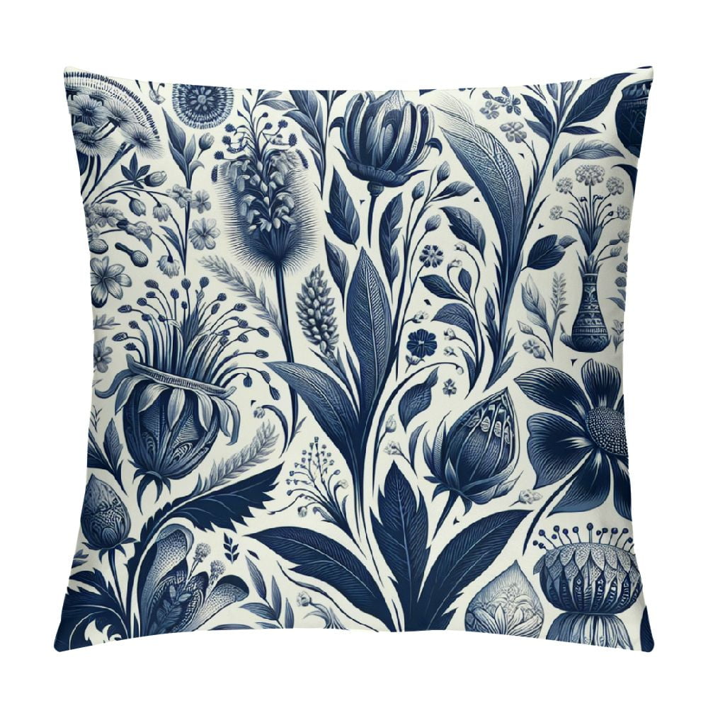 Comio Blue Floral Pillow Covers Blue And White Throw Pillows