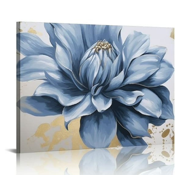 COMIO Blue Flower Canvas Wall Art Flower Blossoming Picture Print Wall Painting Modern Artwork Wall Décor for Bedroom Living Room Bathroom Office