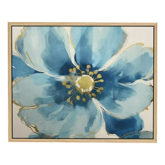 COMIO Blue Flower Vintage Oil Painting Birds Orchid Floral Garden Wall Art 16x12in / 20x16in 20x16in