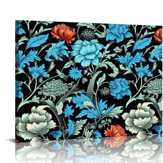 COMIO Blue Flower Wall Art Poster Prints, Famous Artist Patterns, Vintage Flowers Decor Artwork, Historic Cultural Illustrations Fine Art, Colorful for Living Room, Bathroom Decoration