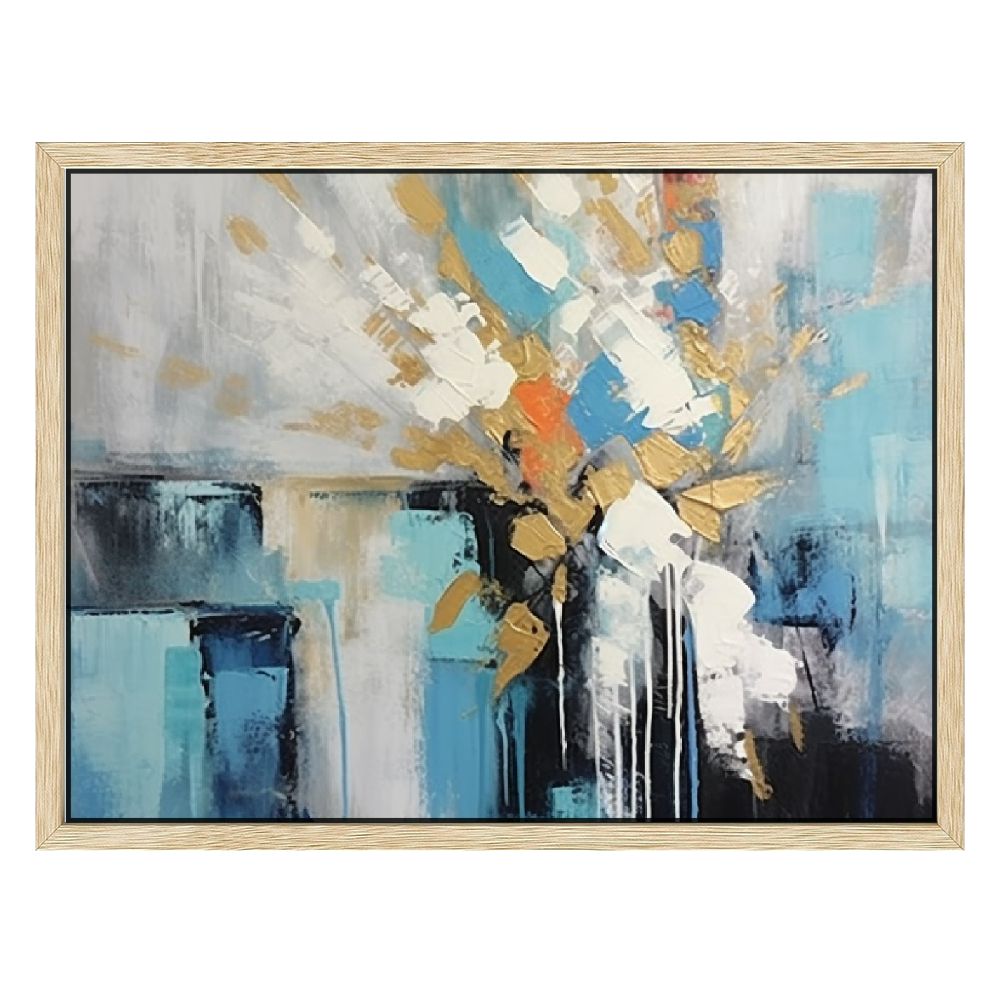 COMIO Blue and Gold Abstract Wall Art for Office. Large -Painted ...