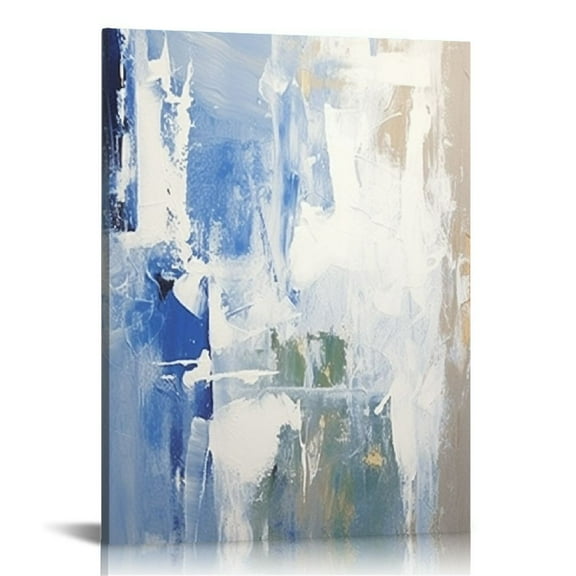 COMIO Blue Gray Abstract Wall Art - Modern Abstract Canvas Pictures for Wall Decor Comtemporary Abstract Painting Artwork for Living Room Bedroom Kitchen Office Home Wall Decorations