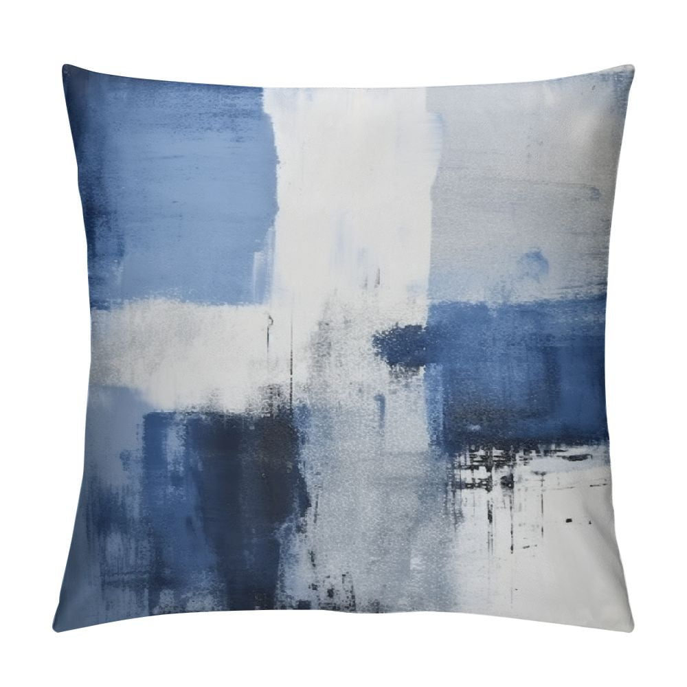 COMIO Blue and Gray Throw Pillow Covers Modern Abstract Painting Blue ...