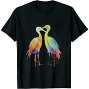 COMIO Blue Heron Birds Abstract Art T-shirt T-Shirt