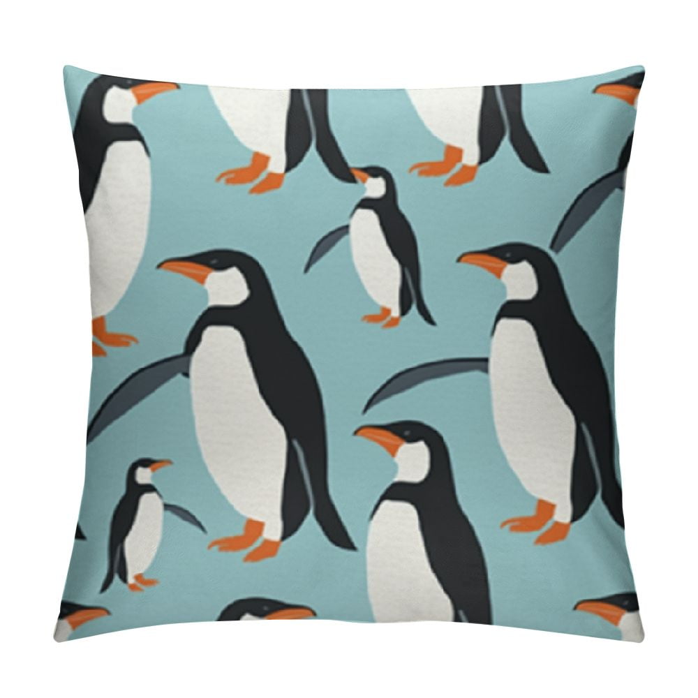 COMIO Blue Penguins Pillow Covers , Fall Pillow Cover Cushion Case for