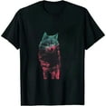 thumbnail image 1 of COMIO Blue Retro Wolf Forest Print Wild Animal Wilderness Wolves T-Shirt, 1 of 3