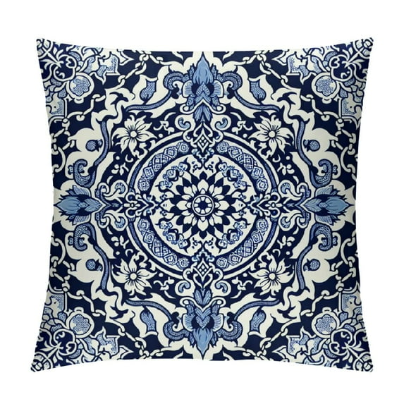 COMIO Blue Throw Pillow Covers - Blue Pillow Covers, Decorative Blue and White Pillow Covers, Chinoiserie Pillow Cover, Chinoiserie Decor