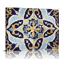 thumbnail image 1 of COMIO  Blue Vintage Pattern Decor Wall Art Boho Geometric Rug Middle Eastern Canvas Print for Rustic Bedroom Bathroom, 1 of 5