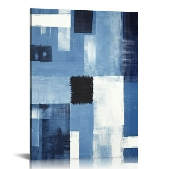 COMIO Blue Wall Art White and Blue Abstract Wall Art Modern Painting Print Canvas Aesthetic Wall Decor for Living Room Bedroom Bathroom Office