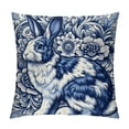 thumbnail image 1 of COMIO Blue and White Porcelain Pillow Covers Floral Chinoiserie Rabbit Pattern Farmhouse Decorative French Country Style Cushion Pillowcases for Bedroom Living Room Sofa, 1 of 5