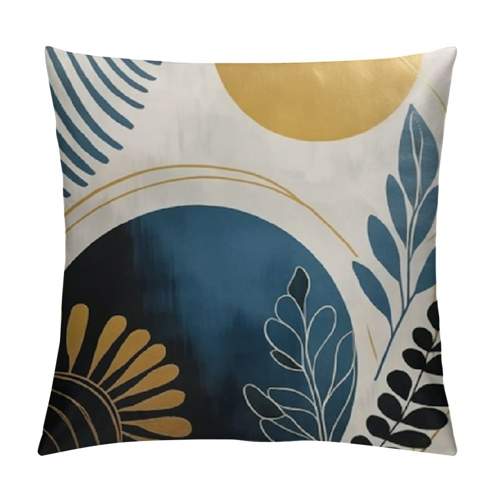 COMIO Blue and Grey Throw Pillows Boho Pillow Covers Abstract Geometric ...